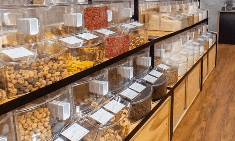 Bulk food retail dispensing and displaying solutions